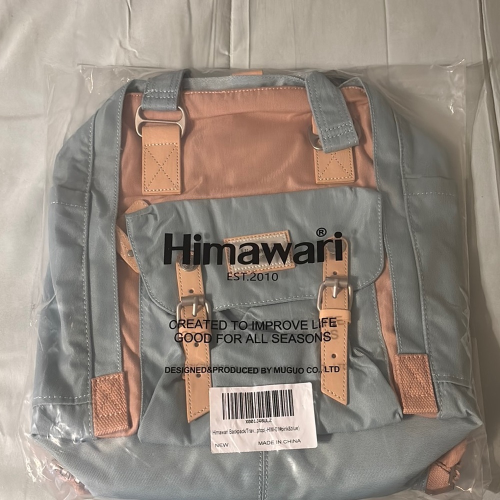 Himawari Blue and Tan Backpack
